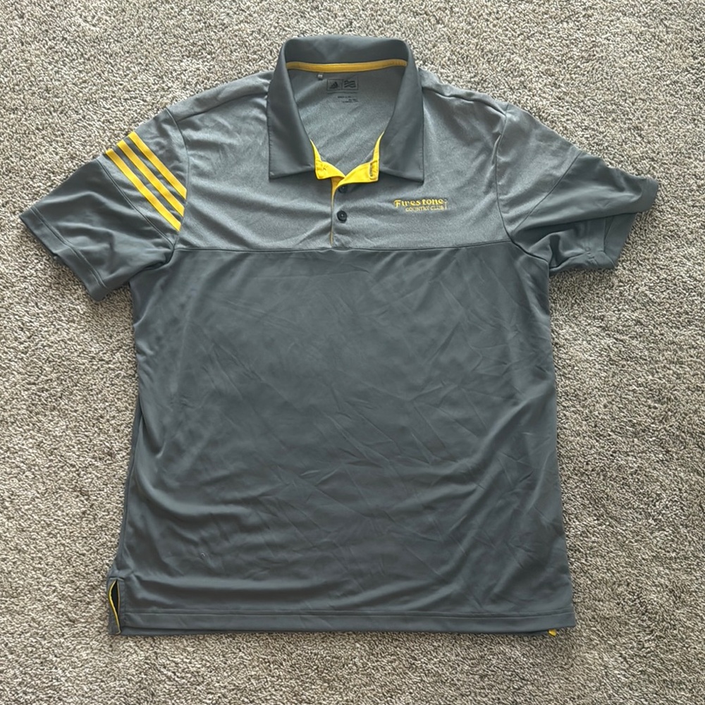 Adidas Gray and Yellow Performance Polo Shirt